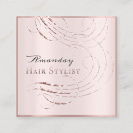ヘアサロンサロンアポイントメントカードピンクパステル スクエア名刺