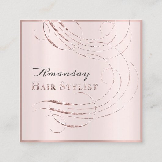 ヘアサロンサロンアポイントメントカードピンクパステル スクエア名刺 (正面)