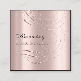 ヘアサロンサロンアポイントメントカードピンクローズ スクエア名刺