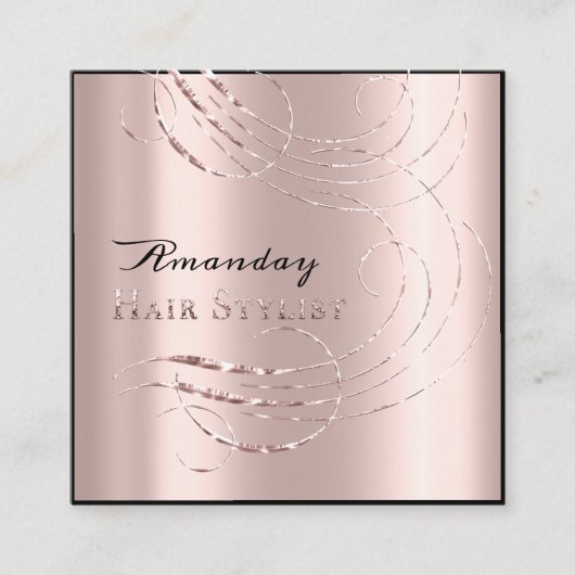 ヘアサロンサロンアポイントメントカードピンクローズ スクエア名刺 (正面)