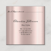 ヘアサロンサロンアポイントメントカードピンクローズ スクエア名刺 (裏面)