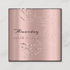 ヘアサロンサロンアポイントメントカードピンクローズ スクエア名刺