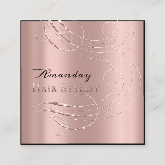 ヘアサロンサロンアポイントメントカードピンクローズ スクエア名刺 (正面)