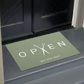 ヘアサロンシザーオープンセージグリーンウェルカム ドアマット