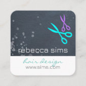 ヘアサロンシザーグレイと白モダン スクエア名刺 (正面)