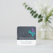 ヘアサロンシザーグレイと白モダン スクエア名刺 (スタンド正面)