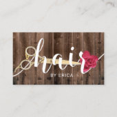 ヘアサロンシザー&フラワータイポグラフィウッド素朴 名刺 (正面)