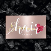 ヘアサロンシザー&フラワータイポグラフィバラ金ゴールド 名刺