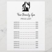 ヘアサロンシンプルロゴ白黒サービスメニュー チラシ (正面)