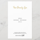 ヘアサロンシンプル金ゴールドホワイトプライスリストサービス チラシ (裏面)