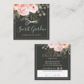 ヘアサロンスタイリストエレガントフローラバラアポイントメント スクエア名刺 (正面/裏面)