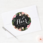 ヘアサロンスタイリストタイポグラフィフローララップ ラウンドシール (封筒)