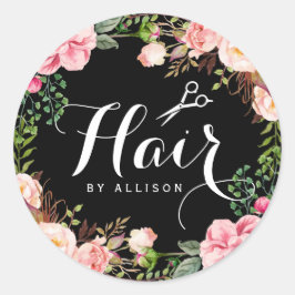 ヘアサロンスタイリストタイポグラフィフローララップ ラウンドシール