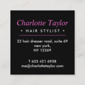 ヘアサロンスタイリストパーソナライズされた スクエア名刺 (裏面)