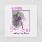 ヘアサロンスタイリストパーソナライズされた スクエア名刺 (正面)