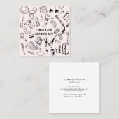 ヘアサロンスタイリストピンク スクエア名刺 (正面/裏面)