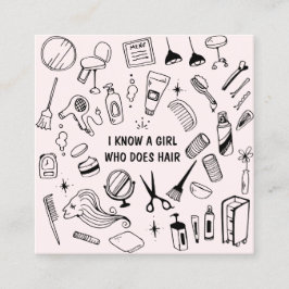 ヘアサロンスタイリストピンク スクエア名刺