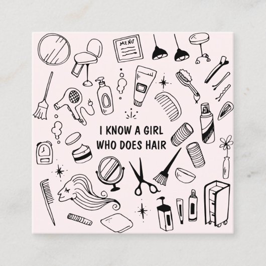 ヘアサロンスタイリストピンク スクエア名刺 (正面)