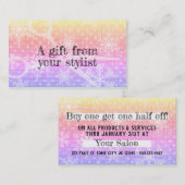 ヘアサロンスタイリストホリデークーポンギフトカードクリスマス ロイヤリティカード (正面/裏面)