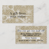ヘアサロンスタイリストホリデークーポンギフトカードクリスマス 割引カード (正面/裏面)