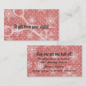 ヘアサロンスタイリストホリデークーポンギフトカードクリスマス 割引カード (正面/裏面)