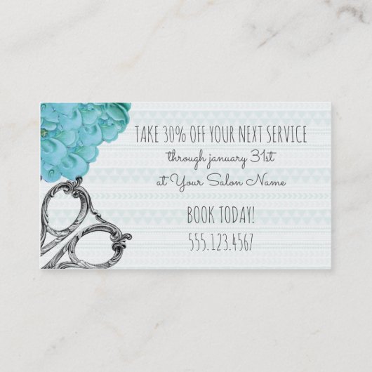 ヘアサロンスタイリストホリデークーポンギフトカードクリスマス 名刺 (裏面)