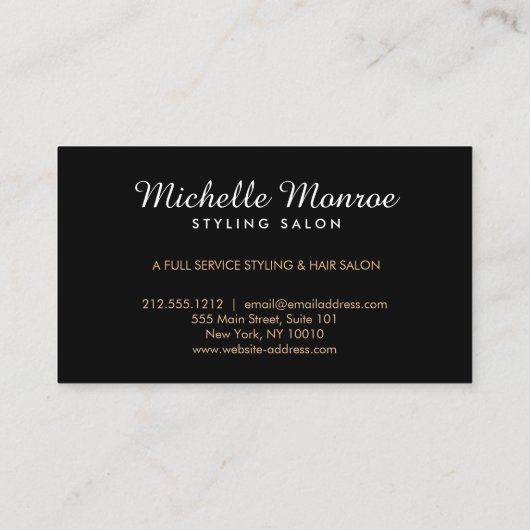 ヘアサロンスタイリスト美しいガールウィズアフロ 名刺 (裏面)