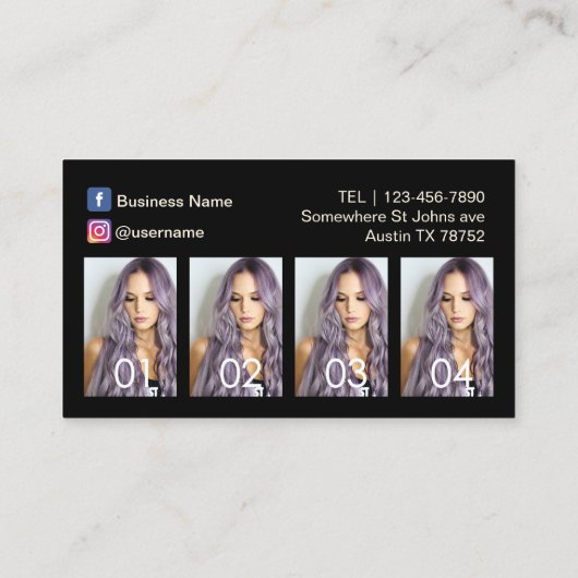 ヘアサロンソーシャルメディアカスタム美しい写真 名刺 (裏面)