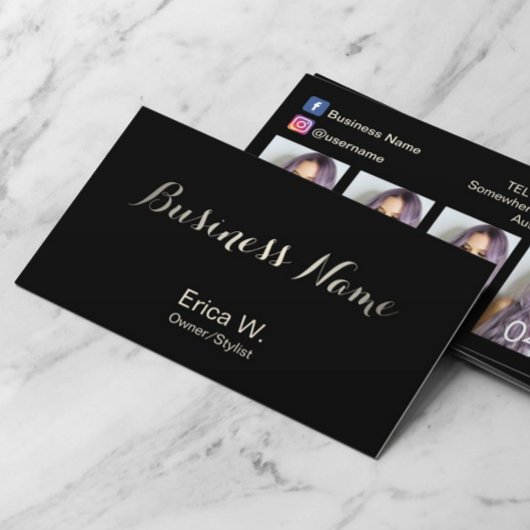 ヘアサロンソーシャルメディアカスタム美しい写真 名刺