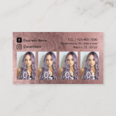 ヘアサロンソーシャルメディア写真コラージュバラ金ゴールド 名刺 (裏面)