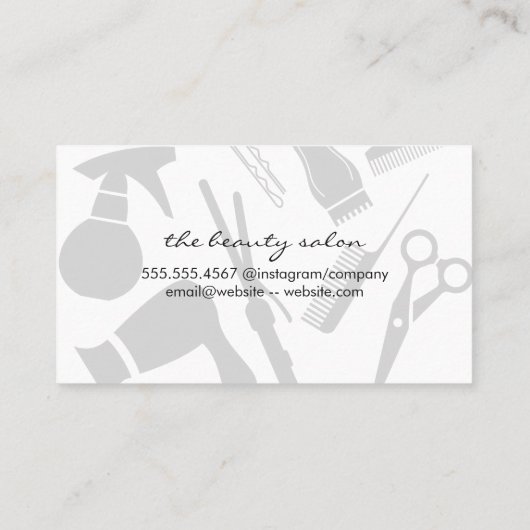 ヘアサロンツールと金ゴールドブラシ 名刺 (裏面)