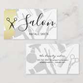 ヘアサロンツールと金ゴールドブラシ 名刺 (正面/裏面)