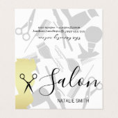 ヘアサロンツールと金ゴールドブラシ 名刺 (外部フラット)