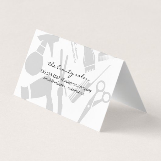 ヘアサロンツールと金ゴールドブラシ 名刺 (裏面)