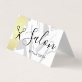 ヘアサロンツールと金ゴールドブラシ 名刺 (正面)