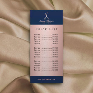 ヘアサロンバラ金ゴールドシザーネイビーブルー価格表 ラックカード