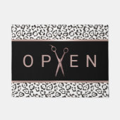 ヘアサロンバラ金ゴールドシザーヒョウ歓迎 ドアマット (正面)