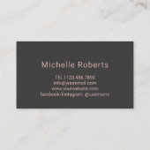 ヘアサロンバラ金ゴールドタイポグラフィダークグレー 名刺 (裏面)