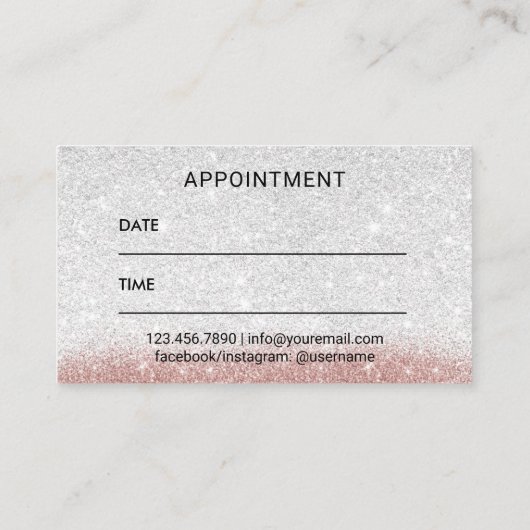 ヘアサロンバラ金ゴールドタイポグラフィヘアスタイリスト 予約カード (裏面)