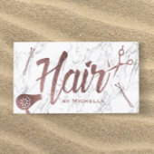 ヘアサロンバラ金ゴールドタイポグラフィホワイトマーブル 名刺