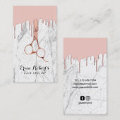 ヘアサロンバラ金ゴールドドリップホワイトマーブル 名刺 (正面/裏面)