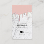 ヘアサロンバラ金ゴールドドリップホワイトマーブル 名刺 (裏面)