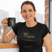 ヘアサロンパーソナライズされた従業員の黒と金ゴールド Tシャツ