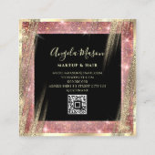 ヘアサロンパーソナライズされたQRコードブラックと金ゴールド スクエア名刺 (裏面)