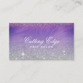 ヘアサロンパープルシルバーグリッターアポイントメント 予約カード (正面)
