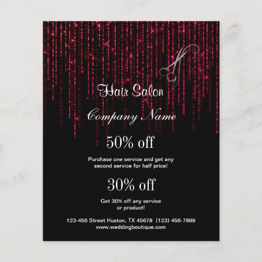 ヘアサロンビジネスパーソナライズされたフライヤー チラシ (正面)