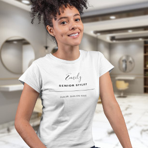 ヘアサロンビジネス名従業員ジョブブラック文字 Tシャツ
