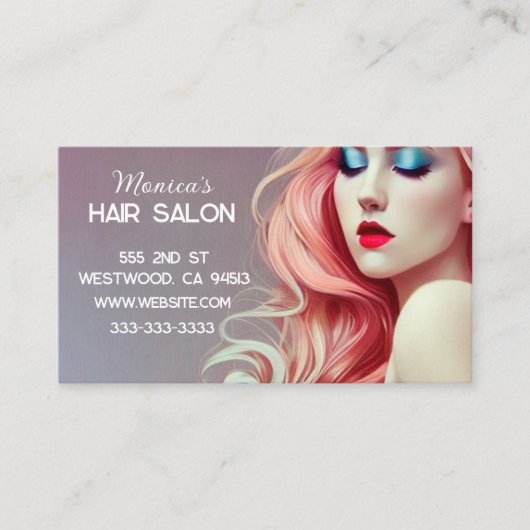 ヘアサロンピンクのヘアモデル 名刺 (正面)