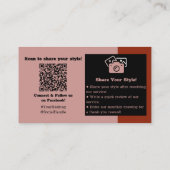 ヘアサロンピンクブラック感謝していレッド、ソーシャル接続& 予約カード (裏面)