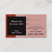 ヘアサロンピンクブラック感謝していレッド、ソーシャル接続& 予約カード (正面)